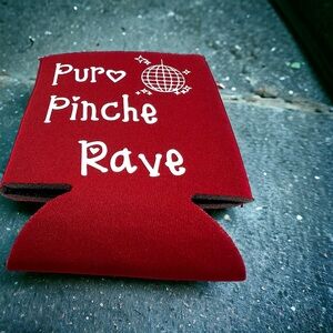 Puro Pinche Rave Koozie Can Sleeve Red and White Handmade